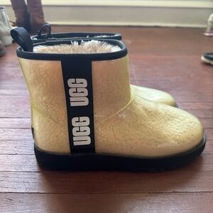UGG Cream Shearling Boots with Black Strap